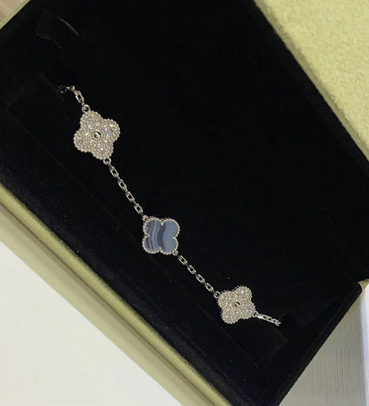 [LUXORA] CLOVER 5 MOTIF PURPLE CHALCEDONY BRACELET COLLECTION