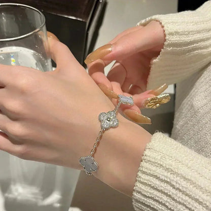 [LUXORA] CLOVER 5 MOTIF PURPLE CHALCEDONY BRACELET COLLECTION