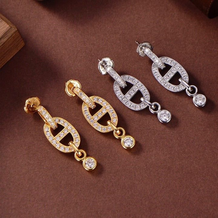 [LUXORA]HM CHAINE DIAMOND EARRINGS