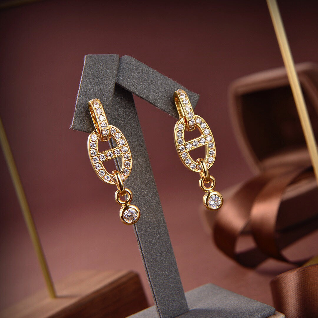 [LUXORA]HM CHAINE DIAMOND EARRINGS