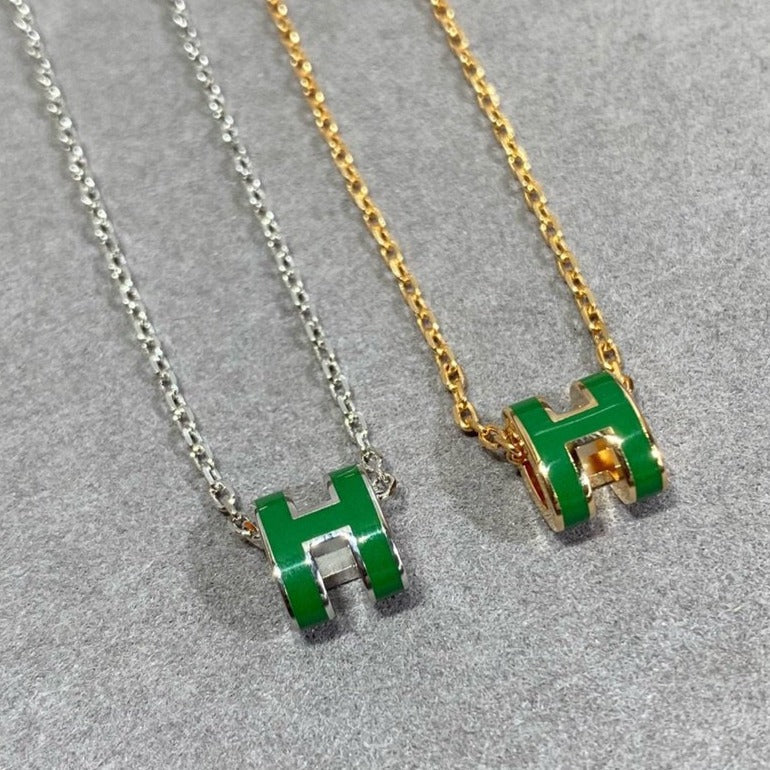 [LUXORA]POP H GREEN NECKLACE SILVER AND GOLD