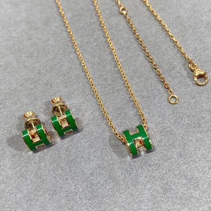 [LUXORA]POP H GREEN NECKLACE SILVER AND GOLD