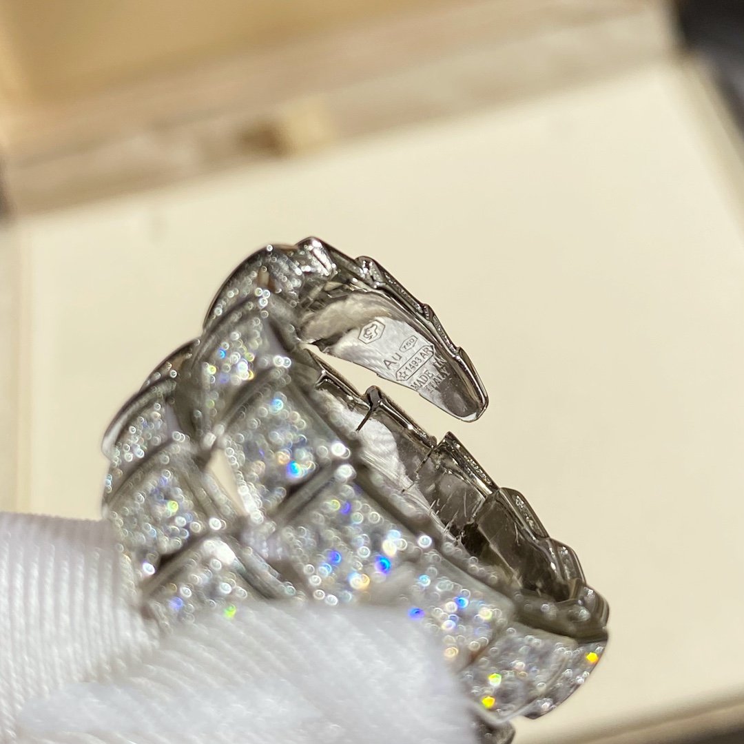 [LUXORA]SERPENTI DOUBLE RING SILVER DIAMOND PAVED