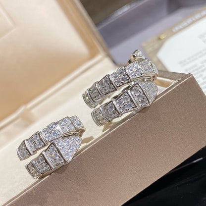 [LUXORA]SERPENTI DOUBLE RING SILVER DIAMOND PAVED