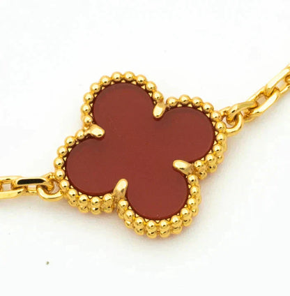 [LUXORA] CLOVER 5 MOTIF RED CORNELIAN BRACELET COLLECTION