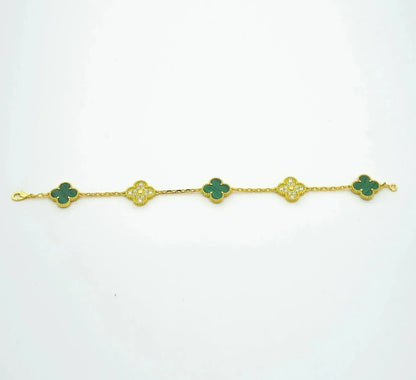 [LUXORA] CLOVER 5 MOTIF MALACHITE BRACELET COLLECTION