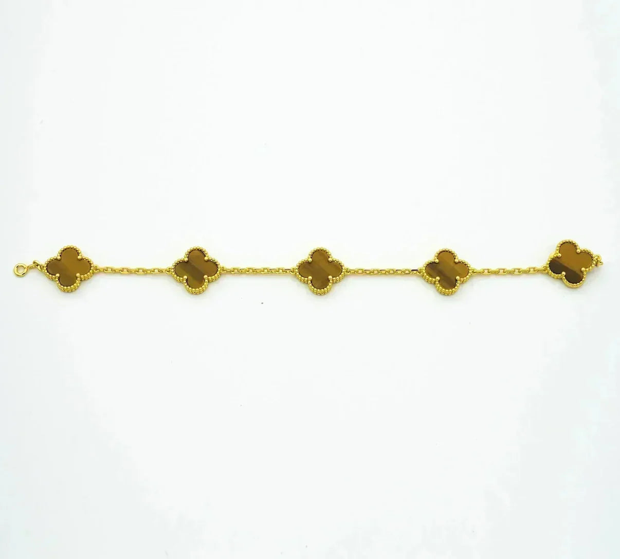 [LUXORA] CLOVER 5 MOTIFS TIGER EYE BRACELET COLLECTION