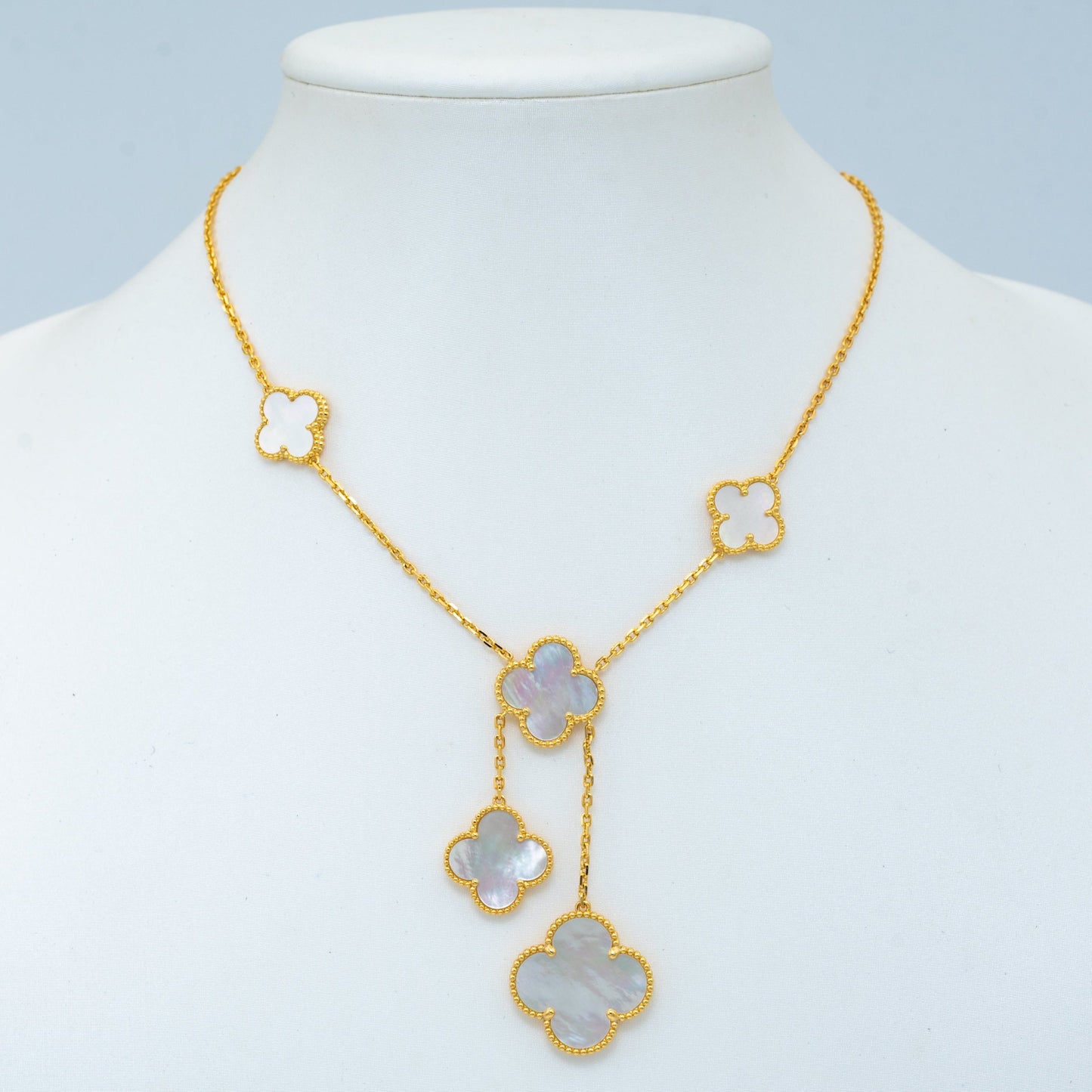 [LUXORA]CLOVER MOTHER OF PEARL NECKLACE 6 MOTIF