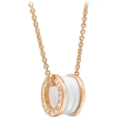 [LUXORA]ZERO 1 WHITE CERAMIC PINK GOLD DIAMOND NECKLACE