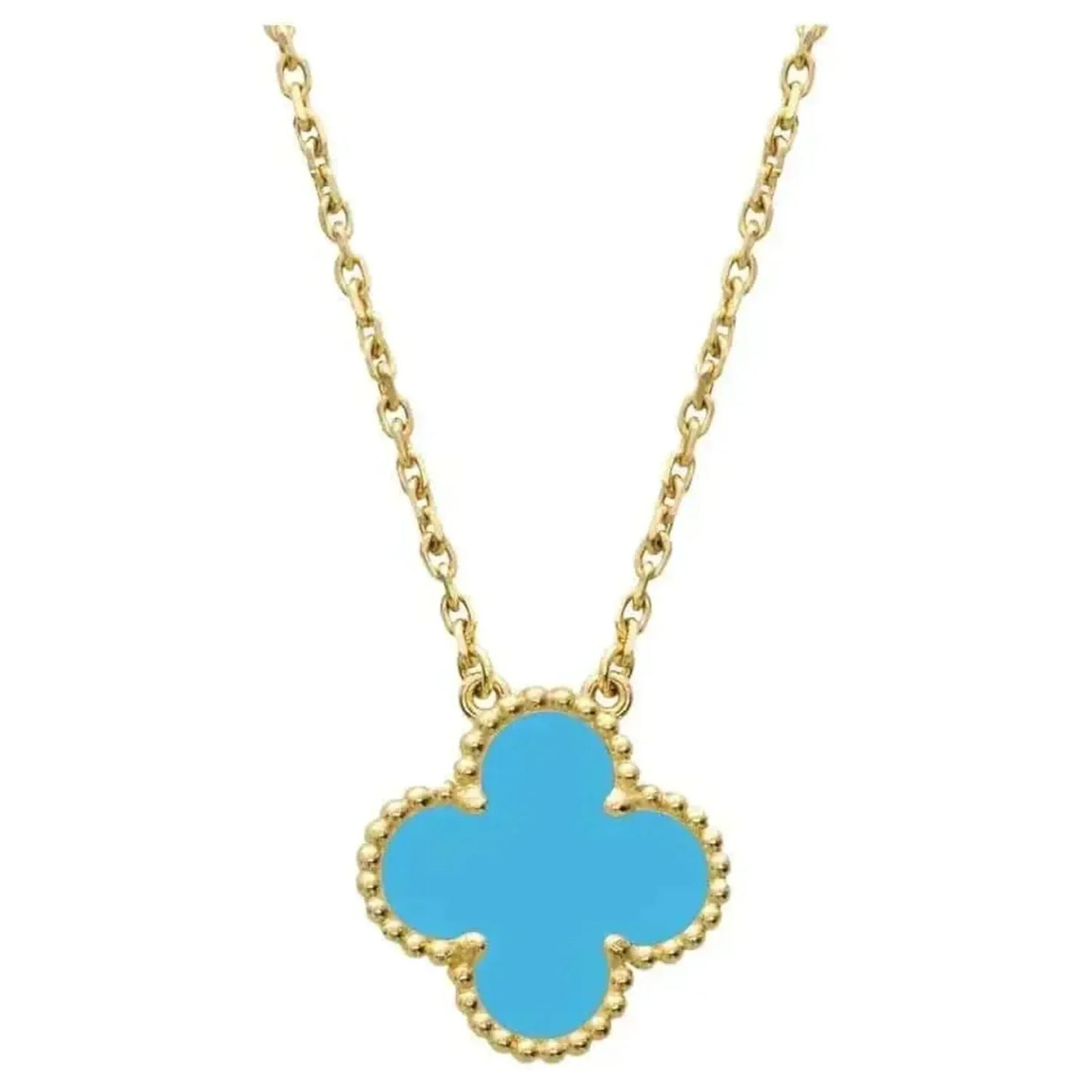 [LUXORA]CLOVER 15MM VINTAGE TURQUOISE NECKLACE