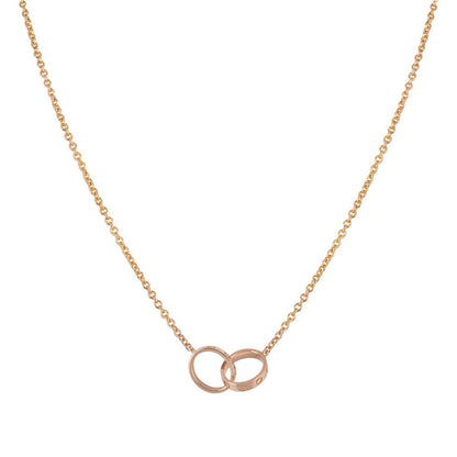 [LUXORA]LOVE NECKLACE DOUBLE RING PINK GOLD