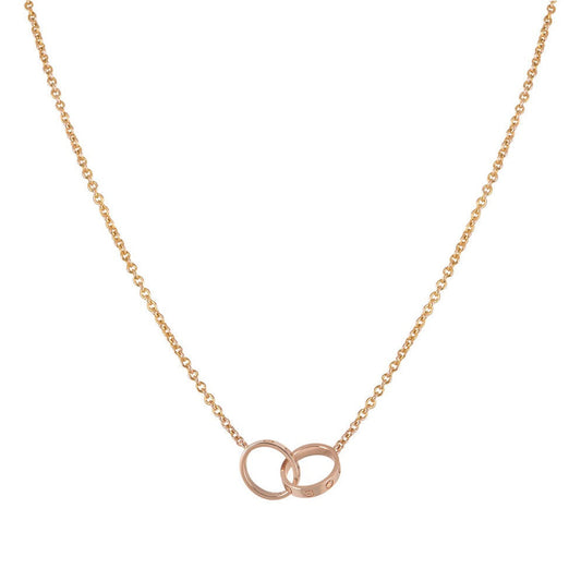 [LUXORA]LOVE NECKLACE DOUBLE RING PINK GOLD