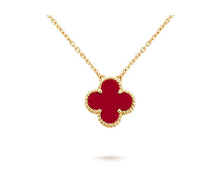 [LUXORA]CLOVER 15MM CARNELIAN SINGLE FLOWER NECKLACE
