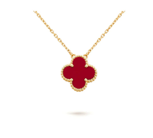 [LUXORA]CLOVER 15MM CARNELIAN SINGLE FLOWER NECKLACE