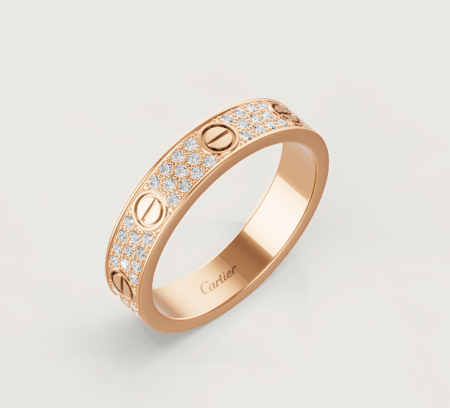 [LUXORA]LOVE RING 4mm-wide full-diamond ring Rose Gold
