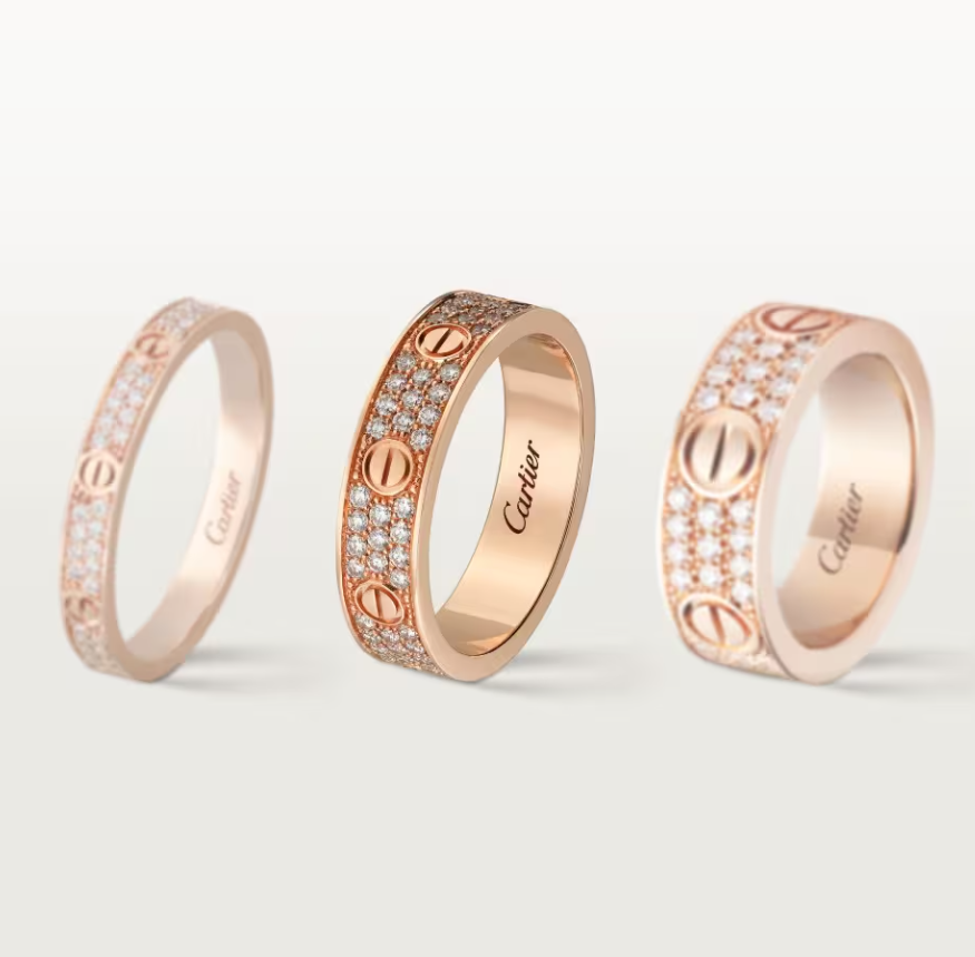 [LUXORA]LOVE RING 4mm-wide full-diamond ring Rose Gold