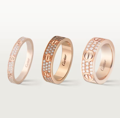 [LUXORA]LOVE RING 4mm-wide full-diamond ring Rose Gold