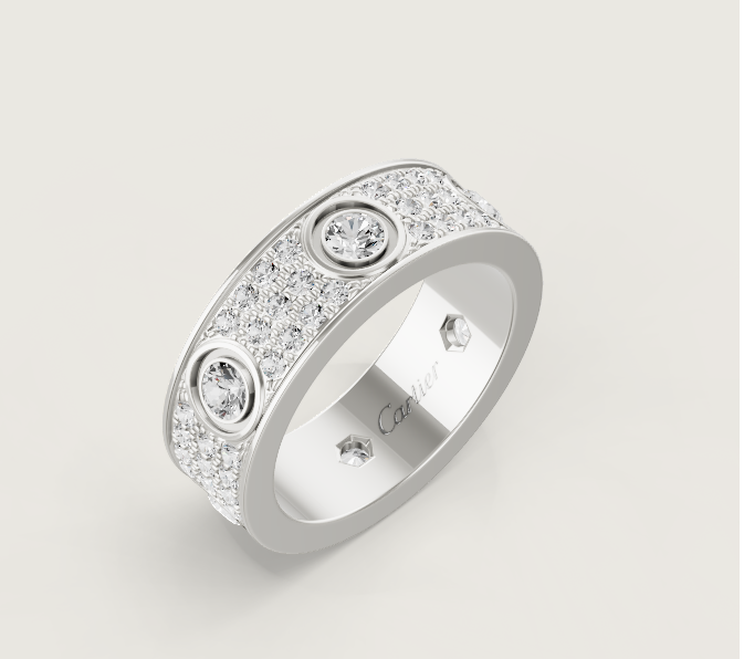 [LUXORA]LOVE RING 6.5MM Full Diamond, 6 Major Diamonds Silver