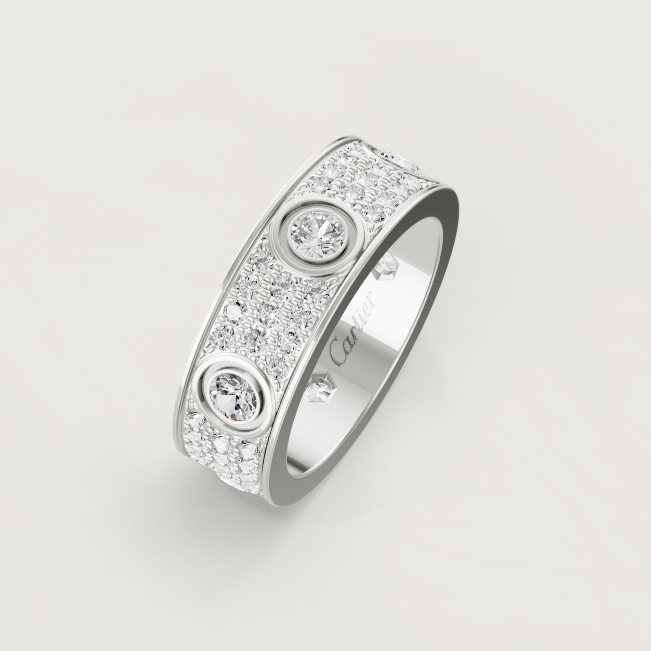[LUXORA]LOVE RING 6.5MM Full Diamond, 6 Major Diamonds Silver