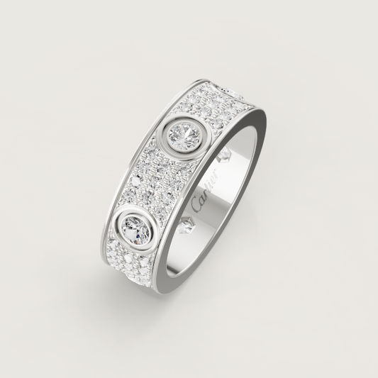 [LUXORA]LOVE RING 6.5MM Full Diamond, 6 Major Diamonds Silver