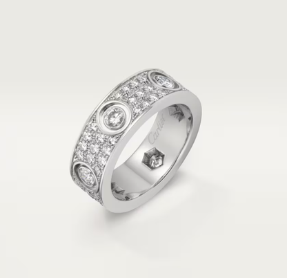 [LUXORA]LOVE RING 6.5MM Full Diamond, 6 Major Diamonds Silver