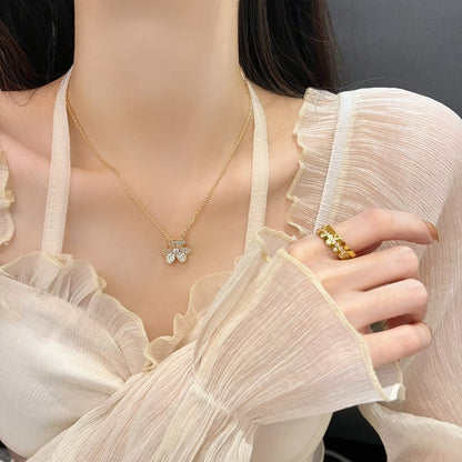[LUXORA]FLOWER DIAMOND NECKLACE