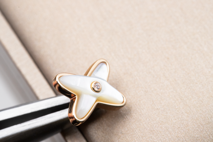 [LUXORA]JEUX DE WHITE MOP ROSE GOLD DIAMOND EARRINGS