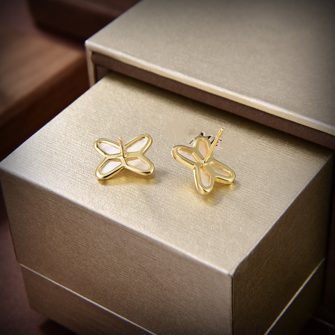 [LUXORA]JEUX DE WHITE MOP GOLD DIAMOND EARRINGS