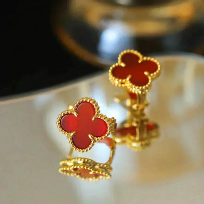 [LUXORA]CLOVER MEDIUM 1 MOTIFS CARNELIAN  EARRINGS