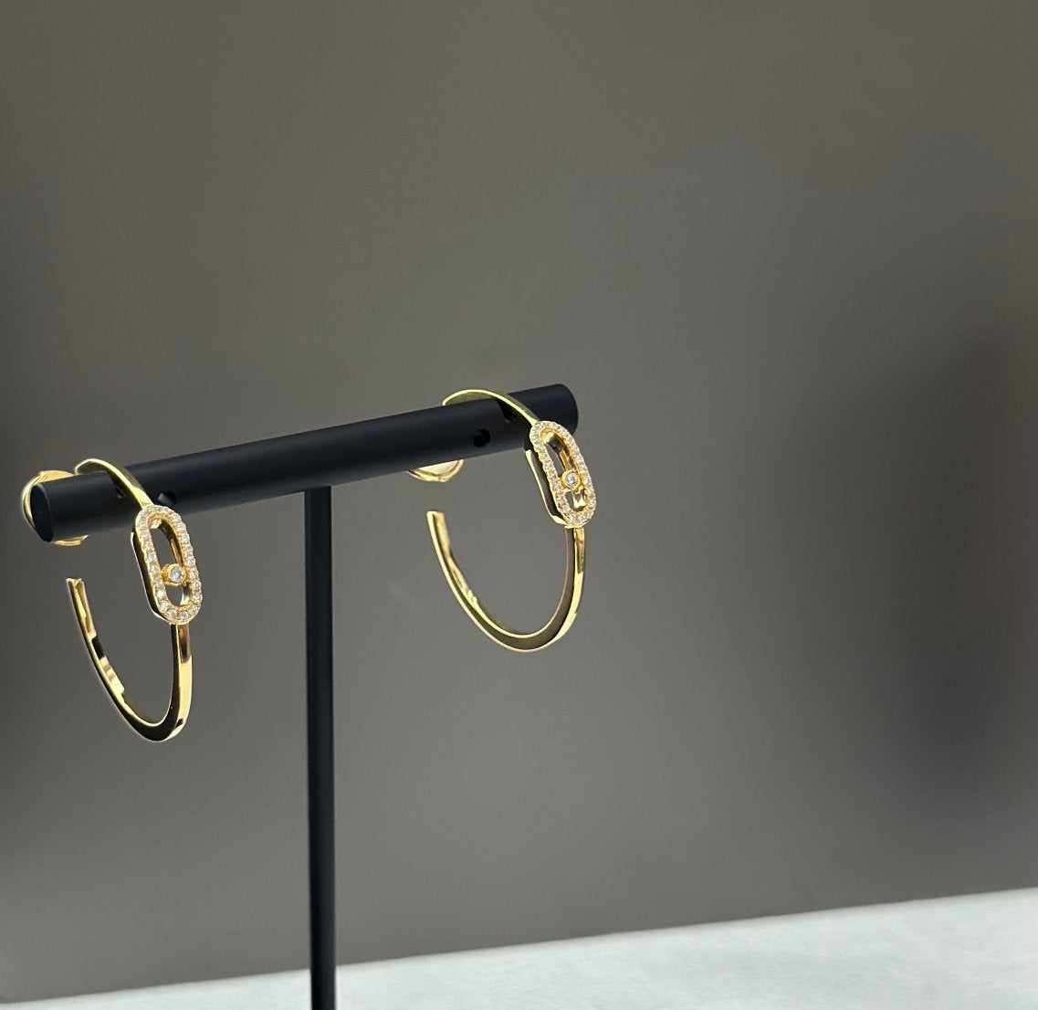 [LUXORA]CREOLES MOVE UNO PM DIAMOND EARRINGS