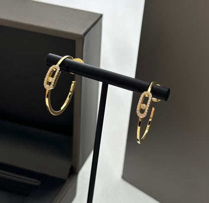 [LUXORA]CREOLES MOVE UNO PM DIAMOND EARRINGS