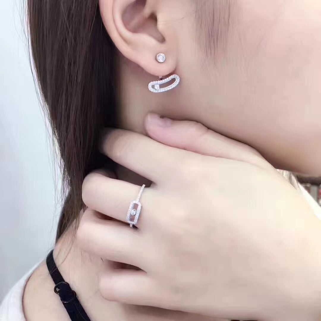 [LUXORA]MOVE UNO SILVER DIAMOND EARRINGS