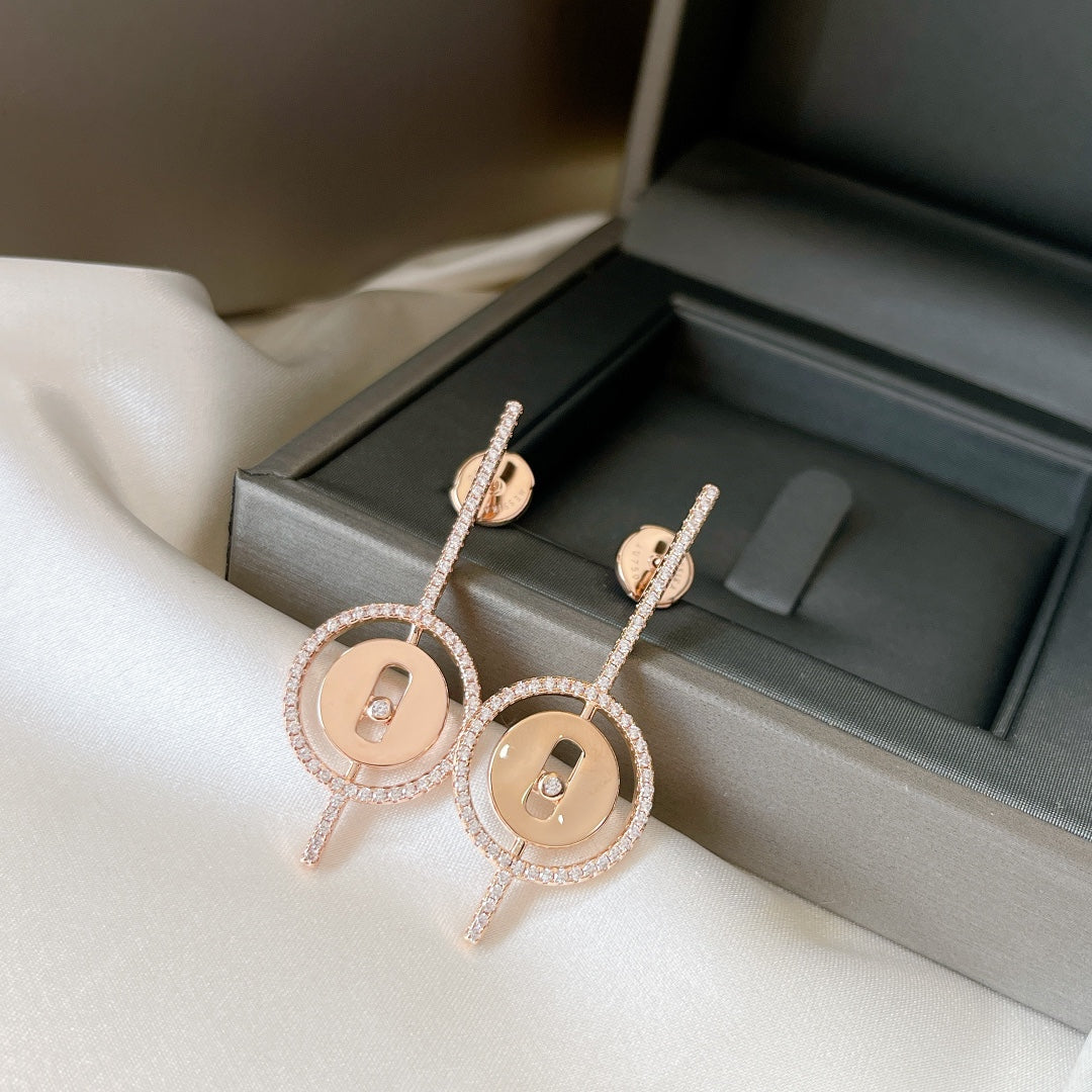 [LUXORA]Demo MOVE ARROW PINK GOLD DIAMOND EARRINGS