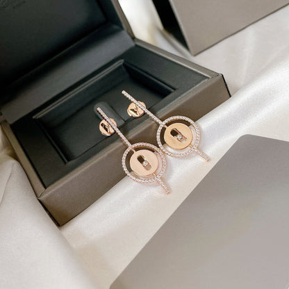 [LUXORA]Demo MOVE ARROW PINK GOLD DIAMOND EARRINGS