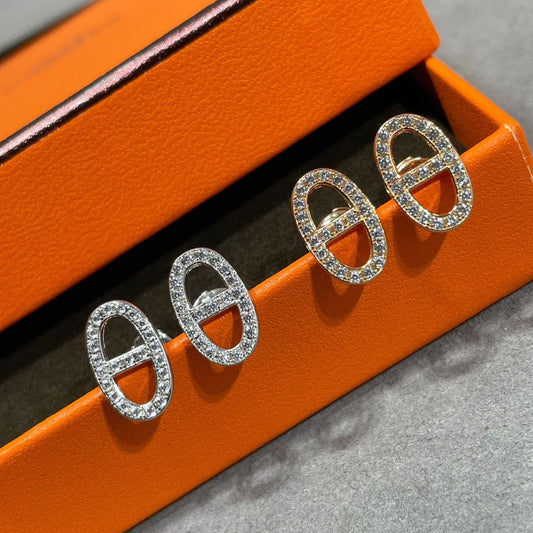 [LUXORA]HM FULL DIAMOND PIG NOSE STUD EARRINGS