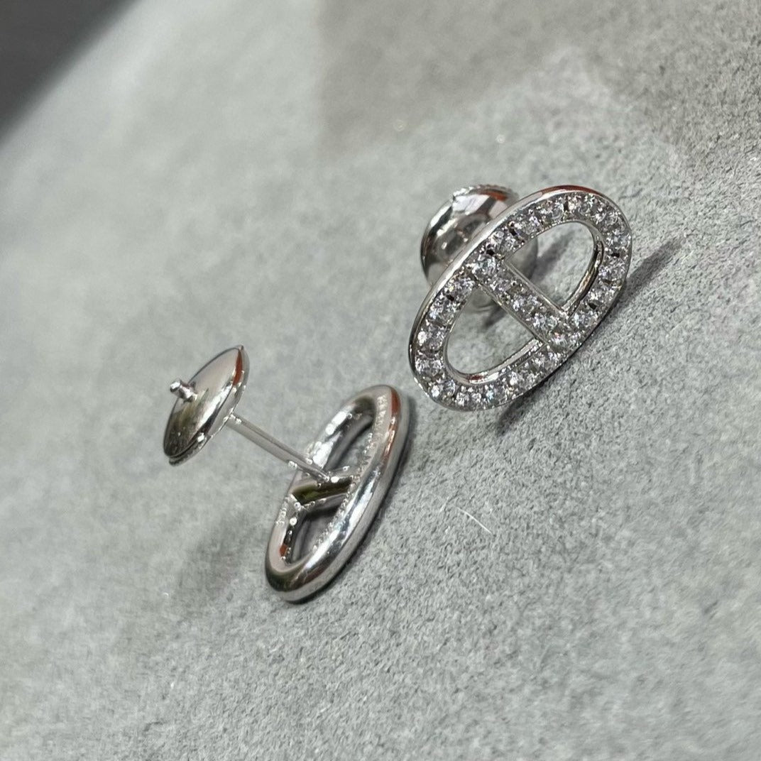 [LUXORA]HM FULL DIAMOND PIG NOSE STUD EARRINGS