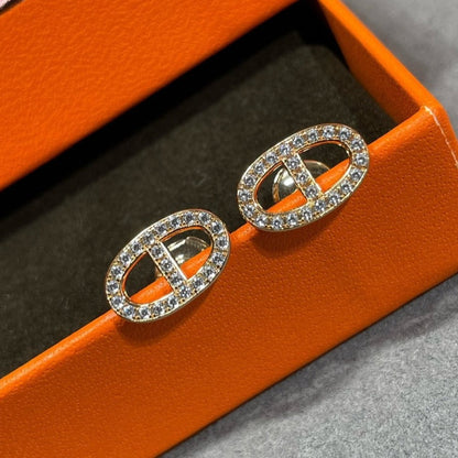 [LUXORA]HM FULL DIAMOND PIG NOSE STUD EARRINGS