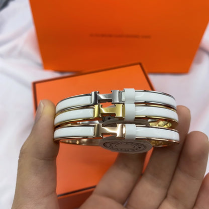 [LUXORA]CLASSIC HM CLIC WHITE 8MM ENAMEL BRACELET