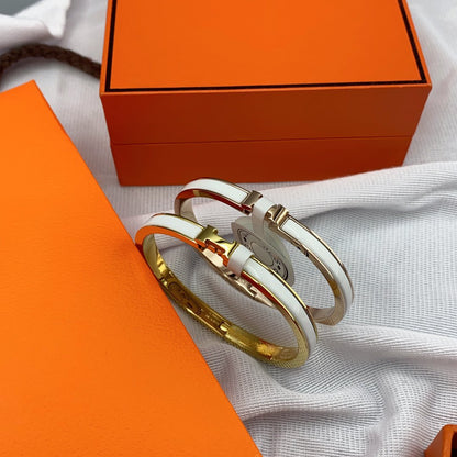 [LUXORA]CLASSIC HM CLIC WHITE 8MM ENAMEL BRACELET