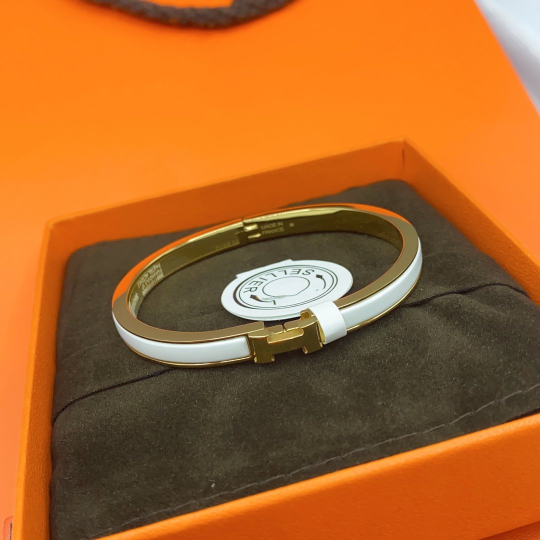 [LUXORA]CLASSIC HM CLIC WHITE 8MM ENAMEL BRACELET