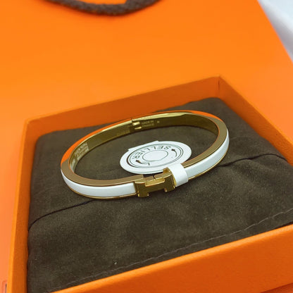 [LUXORA]CLASSIC HM CLIC WHITE 8MM ENAMEL BRACELET