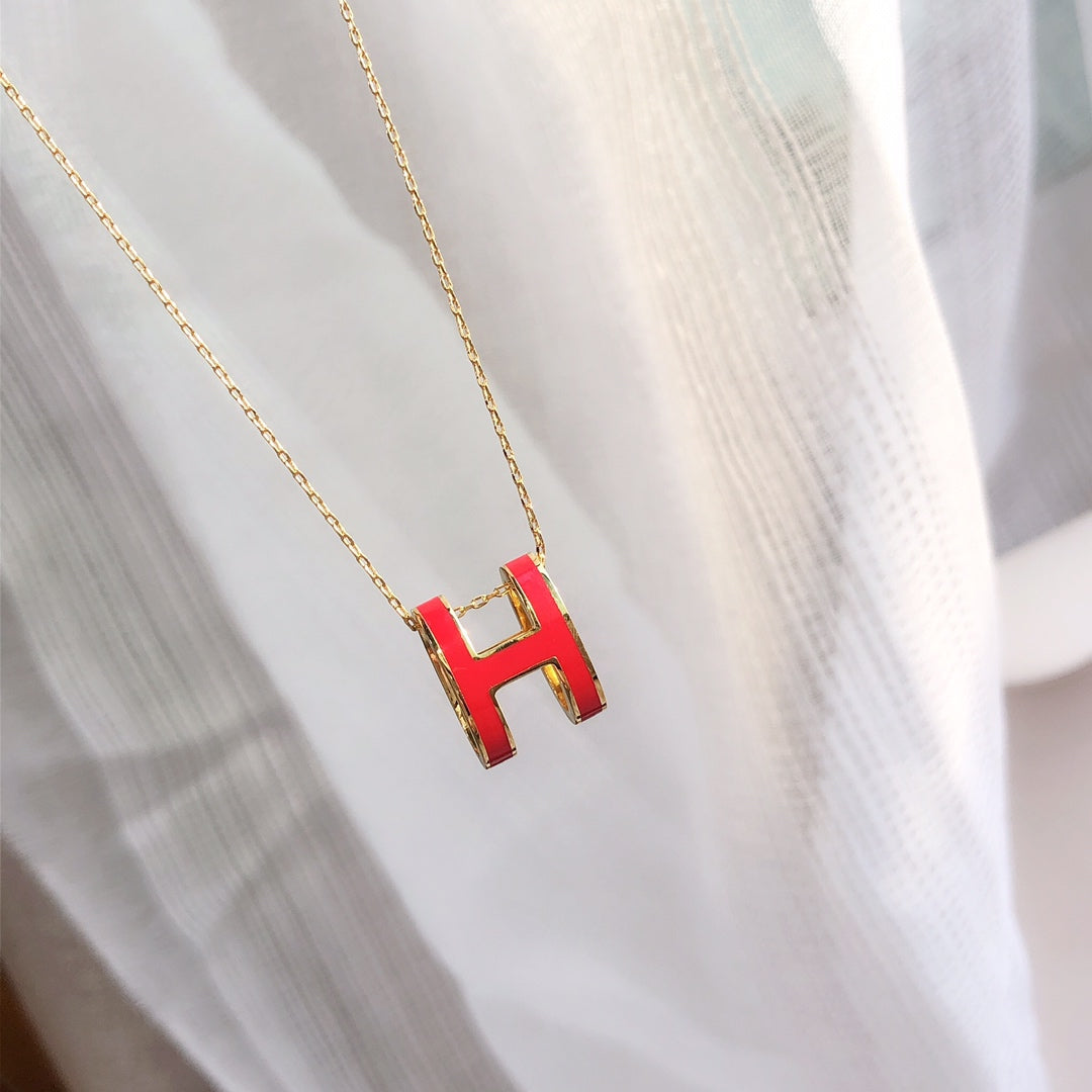 [LUXORA]HM CLIC RED ENAMEL GOLD NECKLACE