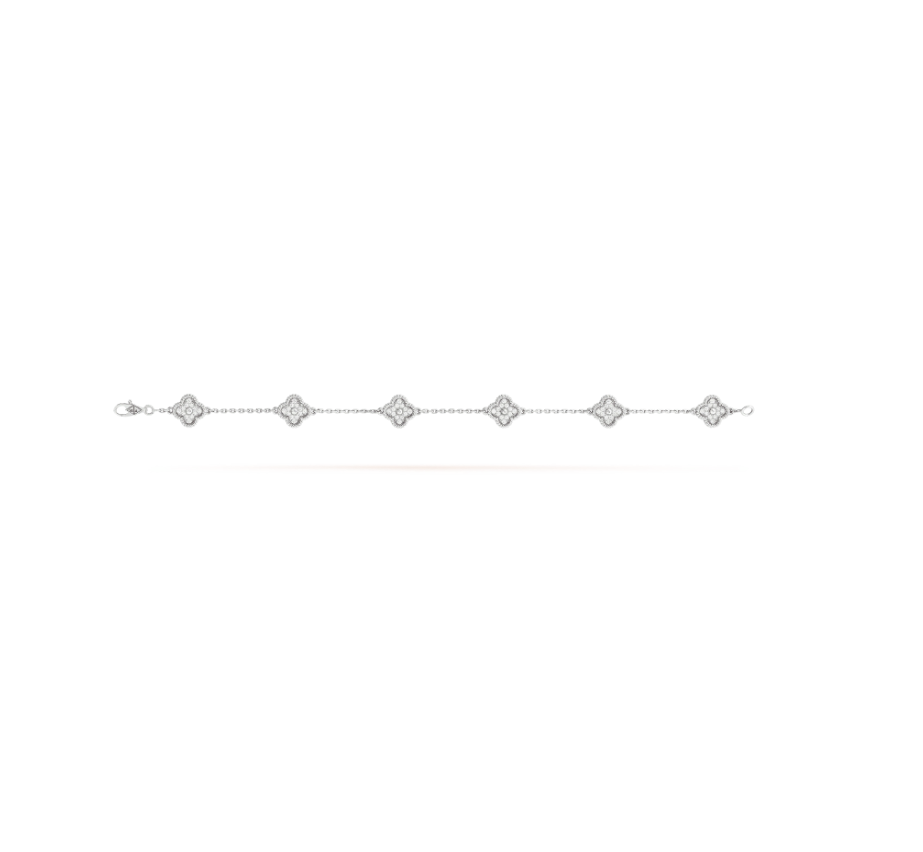 [LUXORA]CLOVER 6 MOTIF SILVER DIAMOND BRACELET