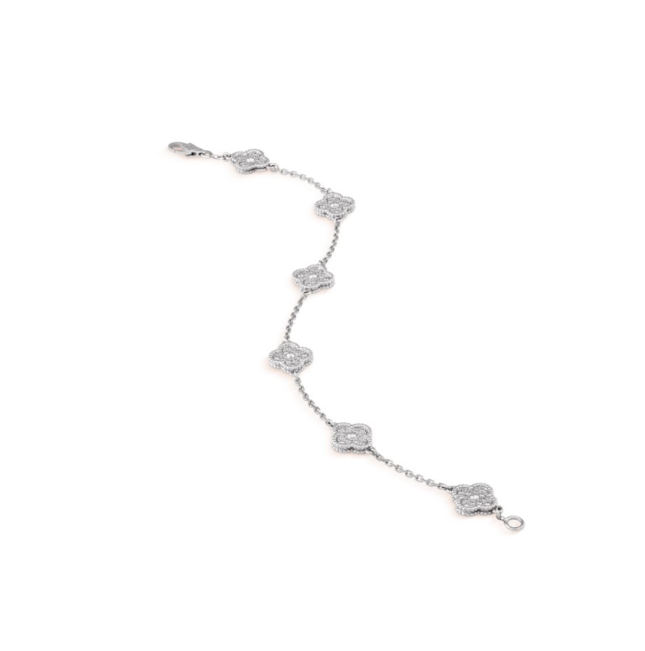 [LUXORA]CLOVER 6 MOTIF SILVER DIAMOND BRACELET