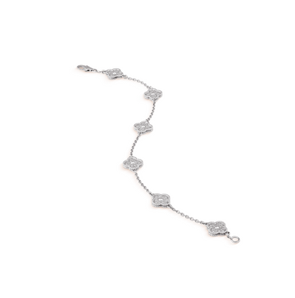 [LUXORA]CLOVER 6 MOTIF SILVER DIAMOND BRACELET