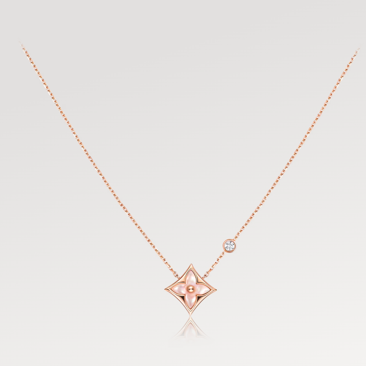 [LUXORA]STAR PINK MOP 1 DIAMOND PINK GOLD NECKLACE