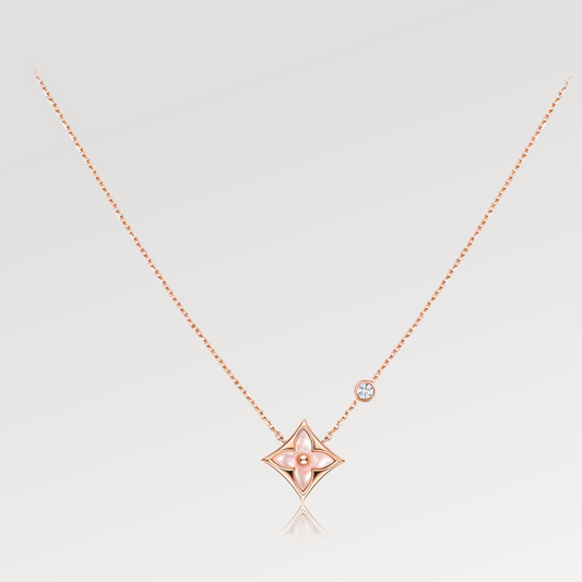 [LUXORA]STAR PINK MOP 1 DIAMOND PINK GOLD NECKLACE