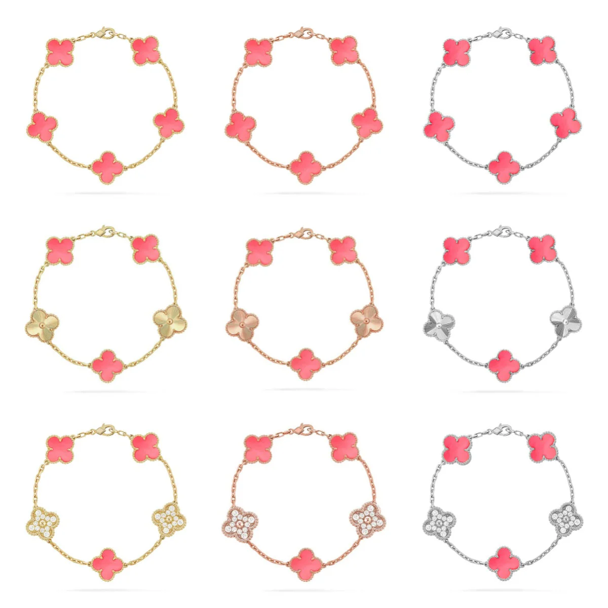 [LUXORA] CLOVER 5 MOTIFS  PINK MOP BRACELET COLLECTION