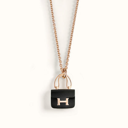 [LUXORA]CONSTANCE BLACK PEDANT PINK GOLD NECKLACE
