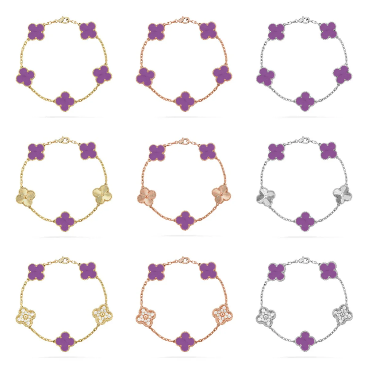 [LUXORA] CLOVER 5 MOTIF VIOLET BRACELET COLLECTION